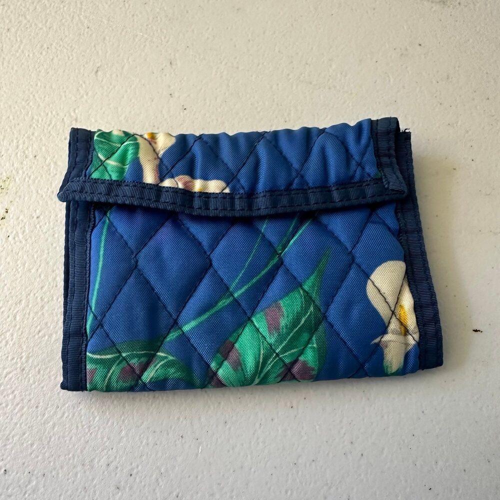 Vintage Star Hook Loop Quilted Tropical Calla Lilly Water Friendly Wallet
